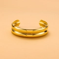 Detail shot of the double-layer gold stainless steel open bangle with a polished finish - Gold Double-Layer Smooth Style (HZ47953BW0)