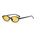 Gafas de sol ovaladas con montura negra brillante y lentes amarillas vibrantes - Montura Negra Lentes Té Naranja