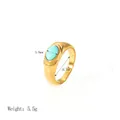 Vintage-Ring aus 18K vergoldetem Edelstahl mit einem ovalen Türkis-Edelstein-Inlay - Gold Oval Türkis Stil (YYR023170-G-6)