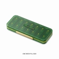 Dark green transparent 7-day pill organizer with AM/PM double rows and gold metal clasp - U299K Green 14-Grid