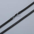 Matte black stainless steel flat snake chain necklace with lobster clasp for unisex - 3mm Width - 50cm Length / Black