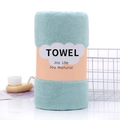 Light blue thick coral fleece towel rolled with pink paper sleeve for daily use - 70*140cm / Bean Green (Wrapped)