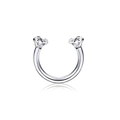 Set of stainless steel horseshoe rings with sparkling heart-shaped cubic zirconia studs - Silver