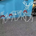 Christmas iron deer 3-piece set with Merry Christmas text and red bows for garden decor - Set of 3 (A+B+C)