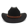 Cappello western vintage in feltro di lana nero con fascia in pelle borchiata e corona - M (56-58cm) / Nero