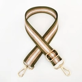 Adjustable olive green and white nylon strap with gold thread and metal swivel hooks - Army Green