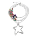 Multilayer beaded necklace with synthetic turquoise, pearls and a hammered star pendant - K2 Silver (Multi-color Stone)