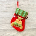 Calza di Natale rossa con renna 3D e scritta dorata Merry Christmas su legno - Calza Piccola con Targhetta (Renna)