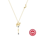 Collar de plata S925 con colgantes de luna estrella nube y piedra azul de gota - Plata 925 / Dorado