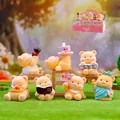 Cute Siamese Lucky Bear figurines set with flocked texture and yellow dessert house theme - Full Set / Lucky Bear
