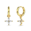 Elegante S925 Silber vergoldete Kleeblatt-Ohrringe mit Kristallen im Marquise-Schliff - 925er Silber / Gold