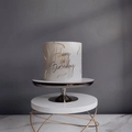 Elegant gold acrylic Happy Birthday cake topper on a white pearl textured cake - Design No.22 / Gold
