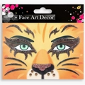 Tiger pattern glitter face stickers with gold dots on decorative orange card packaging - Lion