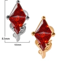 Gotische Fledermaus-Ohrstecker mit roten Zirkonia-Steinen in Silber und Gold - #6 (Rhombus Rot) / 0.8x6x3mm / Silber