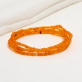 Detail view of double-layered orange glass seed beads for summer beach body jewelry - 80cm / Orange