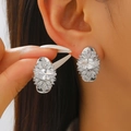 Sparkling copper zircon snowflake ear clip with marquise cut crystal in luxury style - Marquise Sunflower Style (A-084)