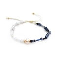 Detail of adjustable woven bracelet featuring freshwater pearl and colorful glass beads - Shades of Blue-BLS230040E