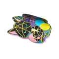 Glittery black cat hair claw with colorful yarn balls and It's Fine text detail - Multicolor/Black Cat
