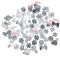 Perline in acrilico iridato a farfalla e fiore finitura aurora grigia per gioielli DIY - Circa 110g/Confezione / Nero Traslucido