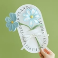 Handmade crochet lily bouquet in blue and white colors with decorative gift card and ribbon - Cosmos (Blue + Gradient Blue)