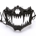 Japanese style black half-face demon skull mask with sharp teeth for Cosplay - Plastic / Tiger Black