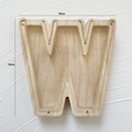 Letter W wooden money box with acrylic panel, size 18x18cm for home decor - Letter W