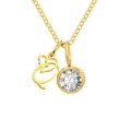 Collier élégant en acier inoxydable doré avec pierre de naissance et pendentif ajouré - Lettre Q / Or