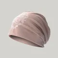 Khaki beanie with white ROCK graffiti print and street style patterns for men - Rock Music Style / Khaki