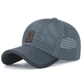 Cappellino da baseball a rete grigio scuro traspirante con patch in pelle per l'estate - Regolabile / Grigio Scuro Con Etichetta Marrone