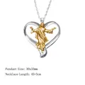 Collar de corazón clásico bicolor con figura de Jesús y cadena de 45 cm - Jesús de Corazón de Oro