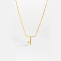 Minimalist S925 sterling silver golden T-letter necklace with a round sparkling gemstone - Letter T