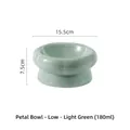 Short light green ceramic petal cat bowl, 180ml capacity with 15.5cm diameter - Short Version / Light Green