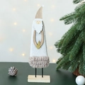 Charmanter Weihnachtsmann aus Filz und Holz mit kegelförmigem Hut und Goldbaum - 9*2*31cm / Hoher Weihnachtsmann Ornament