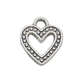 Silver vintage heart pendant with 'LOVE' engraving for DIY jewelry making - Double Layer Hollow Heart Style (11281)