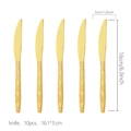 10er-Set goldene Picknickmesser aus Kunststoff mit elegantem Rautenmuster am Griff - Goldene Kunststoffmesser 10er-Pack