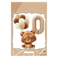 Retro cream and caramel number 0 birthday balloon set with cute bear shaped foil balloon - FG40 Bear Theme Number 0