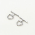 Silver twisted heart-shaped OT toggle clasp for handmade jewelry making - Platinum Twist Heart OT Clasp - 4Pcs/Pack