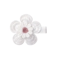 Cute white embroidered daisy hair clip with pink center and fabric wrapped base - Style 12-White Embroidery Flower Purple Center Ribbon Clip