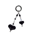 Detail of beaded keychain with two black heart pendants and black spring ring buckle - Ys-a250003a