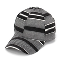 Dettaglio della trama del tessuto su un cappellino da baseball a strisce bianche e nere - Taglia Unica (56-60cm) / A Righe Nere e Grigie (C)