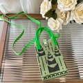 Mini sac à téléphone tricoté vert clair avec motifs géométriques et bandoulière - Bambou de Printemps (Sac de Téléphone)
