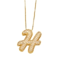 Collier chaîne maille miroir dorée avec pendentif lettre H cursive serti de zircons - Lettre H