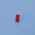 Détail du pendentif en métal émaillé rouge avec caractère chinois porte-bonheur argenté - Bonne chance (2.6*1.2)