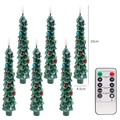 6-pack Christmas tree LED candles with remote control, 25cm green festive lights - Snowy Berries Candle 6PCS Remote