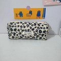 Leopard print corduroy pencil case with large capacity and a May Rabbit fabric label - Beige Leopard