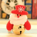Plush Santa Claus festive ornament featuring a large golden bell with star cutouts - Type A Santa Gold Bell (B-C05)