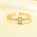 Eleganter goldener offener Ring mit funkelndem Zirkonia-Buchstaben B Design für Damen - Gold-Buchstabe B