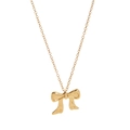 Collana minimalista con ciondolo a fiocco dorato su sfondo bianco pulito da donna - Oro