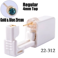 Sterile disposable ear piercing tool with 4mm gold plated blue zircon earring - 4mm Gold & Blue Zircon