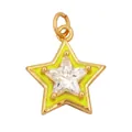 Star-shaped gold charm with yellow enamel finish and clear central zircon stone - Star-Yellow